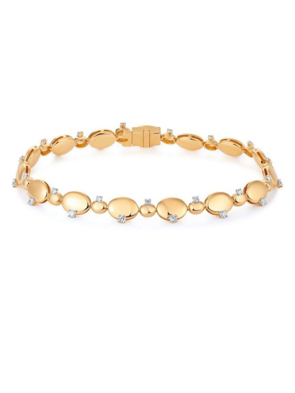 30 Diamond 14K (or 18k upon request) Yellow Gold Oval Link Diamond Bracelet